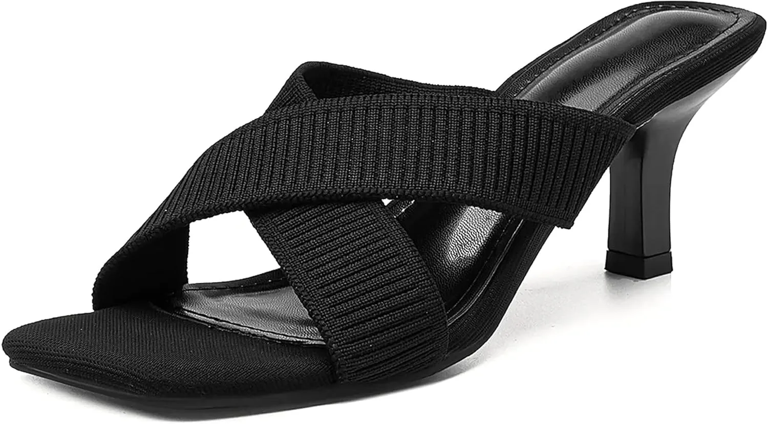 MOUSSE FIT Women Heeled Sandals, Mesh Casual Square Toe Mules