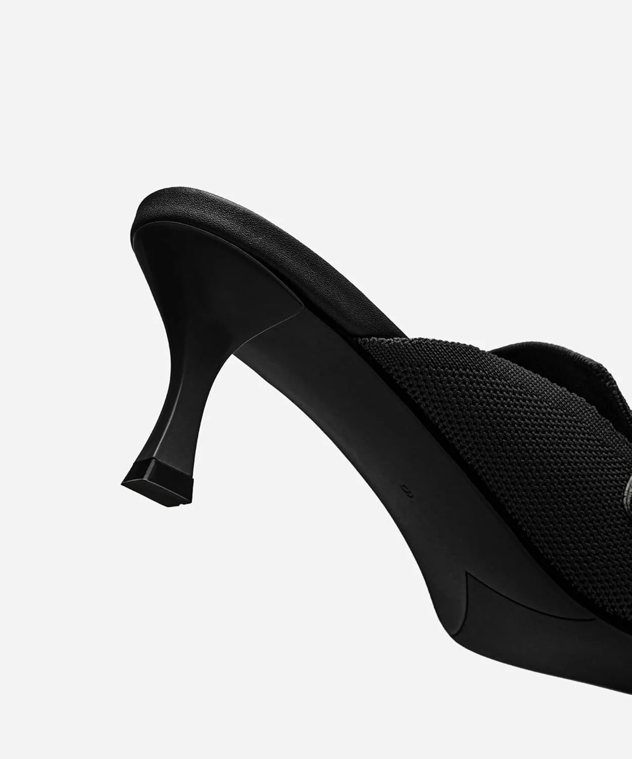 Mousse FIT Women's Knitted Square Toe Mules - Breathable High Heel Slides with Chain Strap Design