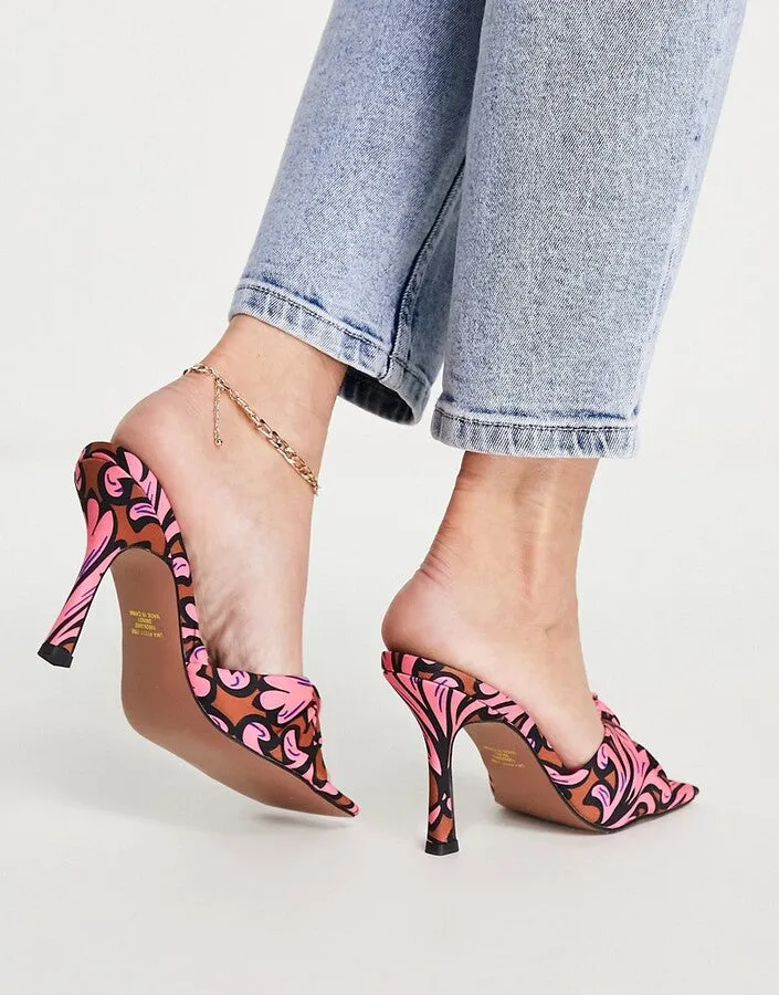 Nadina knotted high heeled mules in multi