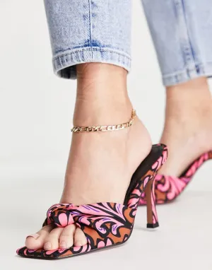 Nadina knotted high heeled mules in multi