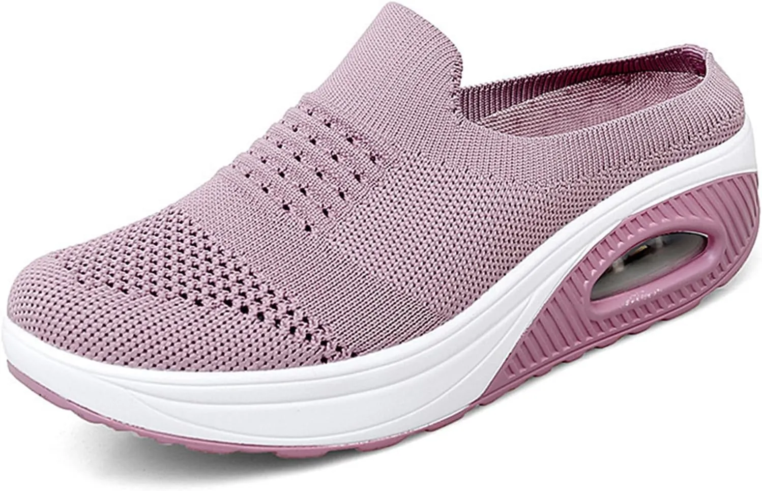 NEKGNL Womens Closed Toe Knit Orthopedic Platform Mules Comfortable Round Toe Mesh Breathable with Arch-Support Slipper Sandals Summer Slip-On Daily Walking Shoes