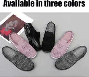 NEKGNL Womens Closed Toe Knit Orthopedic Platform Mules Comfortable Round Toe Mesh Breathable with Arch-Support Slipper Sandals Summer Slip-On Daily Walking Shoes