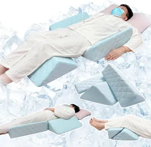 NEPPT Wedge Pillow Body Position Wedges Back Positioning Elevation Pillow Case Pregnancy Bedroom Eevated Body Alignment Ankle Support Pillow Leg Bolster (3-in-1 Cooling)