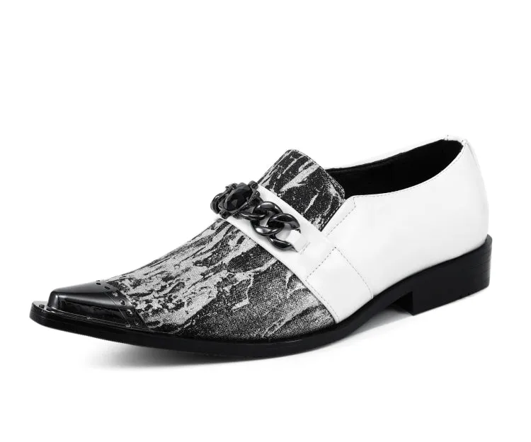Nevil White Pointed Toe Loafers