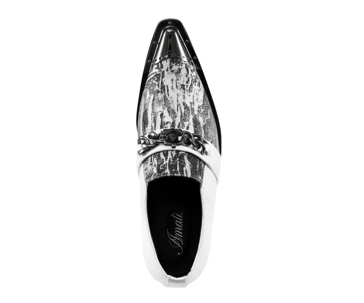 Nevil White Pointed Toe Loafers