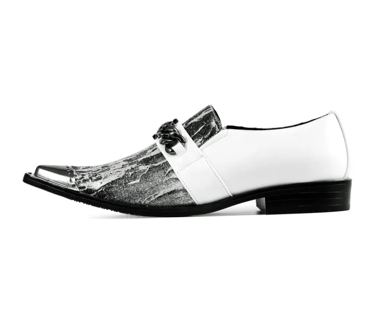 Nevil White Pointed Toe Loafers