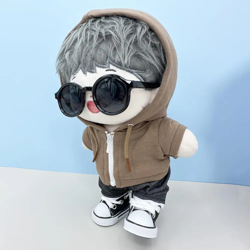 niannyyhouse 10cm 15cm 20cm Plush Doll Clothes Hoodie Pants Glasses Canvas Shoes Sportswear Outfit Soft Stuffed Toy Dressup (Black-15cm)