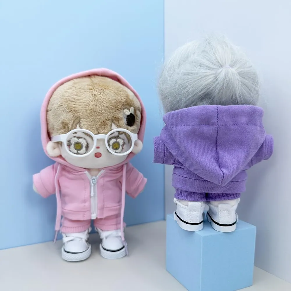 niannyyhouse 10cm 15cm 20cm Plush Doll Clothes Hoodie Pants Glasses Canvas Shoes Sportswear Outfit Soft Stuffed Toy Dressup (Black-15cm)
