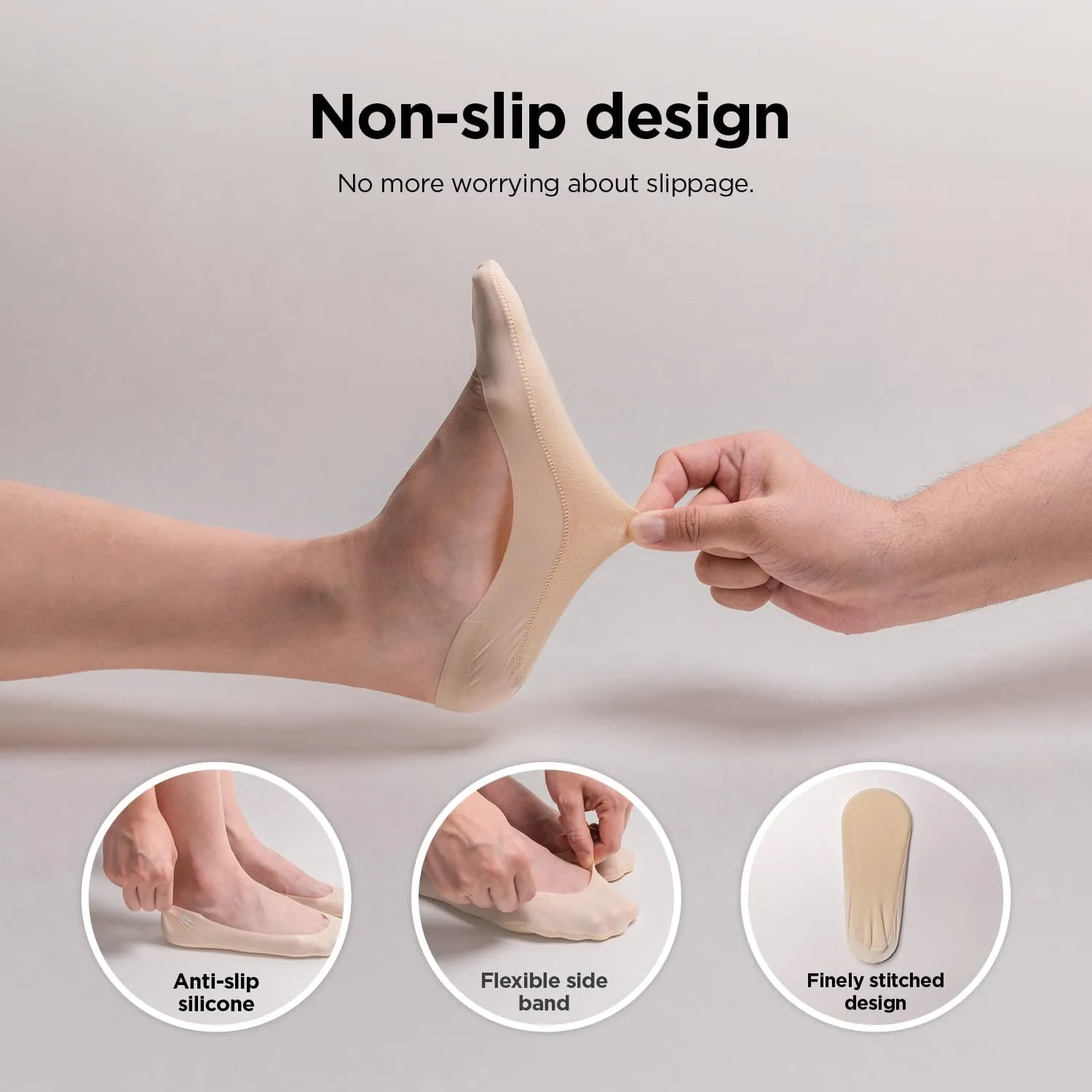 No Show Socks Women 3 Pairs Ultra Low Cut Liner Socks, Non Slip, Invisible