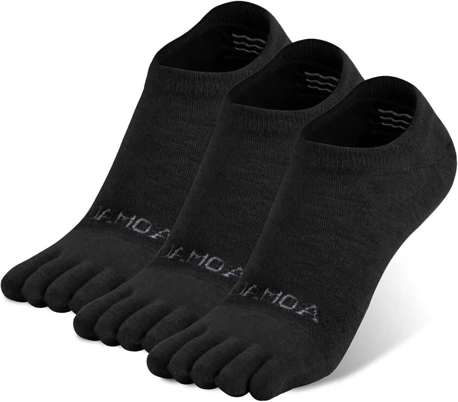 No show Toe Socks Coolmax Low Cut Non-Slip Running Socks Invisible Ankle Five-Finger Design (3 Pairs)
