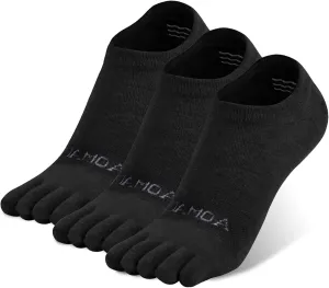 No show Toe Socks Coolmax Low Cut Non-Slip Running Socks Invisible Ankle Five-Finger Design (3 Pairs)