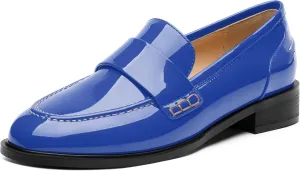 NUMALEO Women's Loafers Penny Loafers & Slip-ons Flats Closed Round Toe Low Heel Shoes 1 Inch Patent Fashion Casual Shoes Comfortable Work Office Flats Dressy Shoes