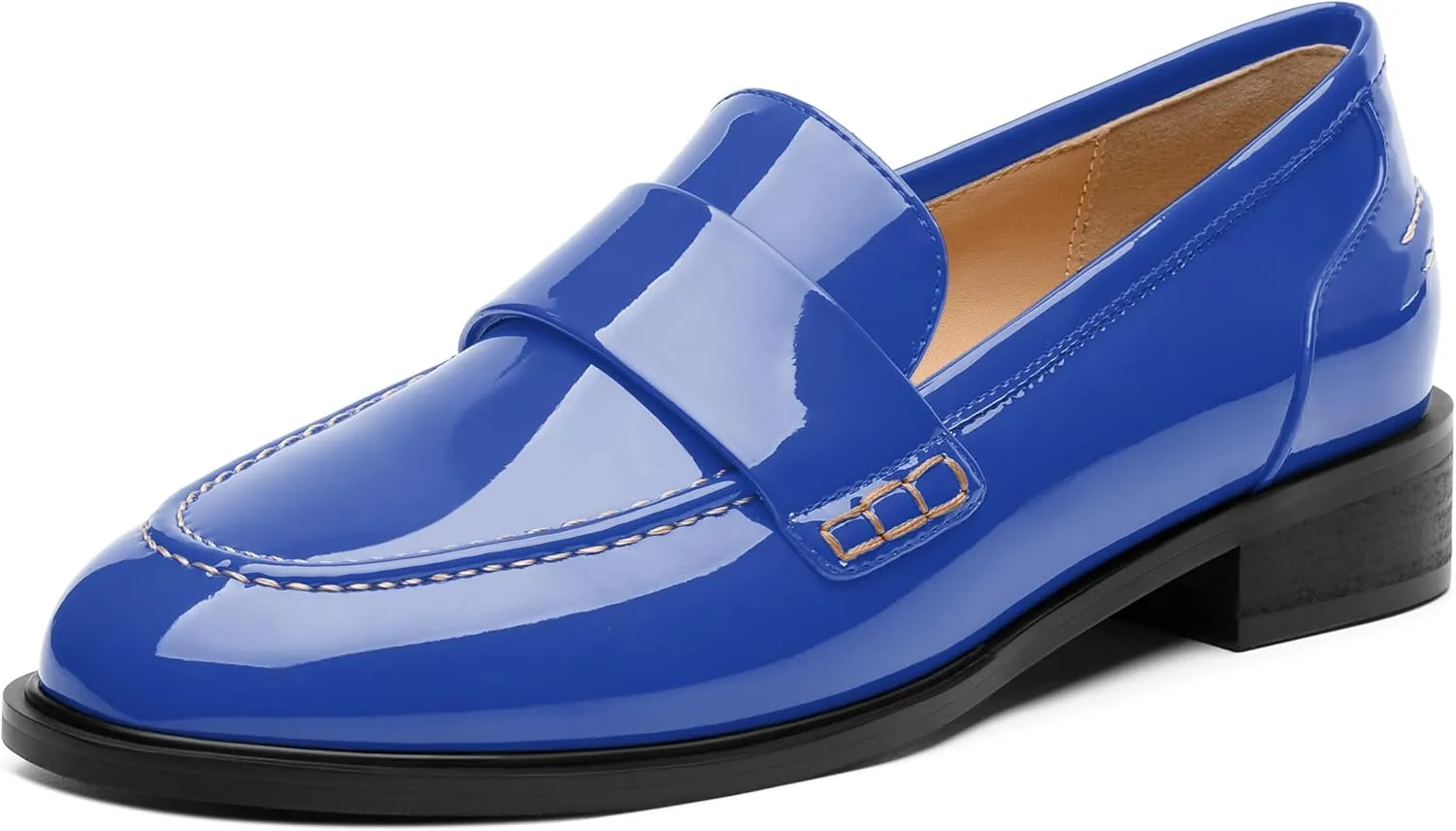 NUMALEO Women's Loafers Penny Loafers & Slip-ons Flats Closed Round Toe Low Heel Shoes 1 Inch Patent Fashion Casual Shoes Comfortable Work Office Flats Dressy Shoes