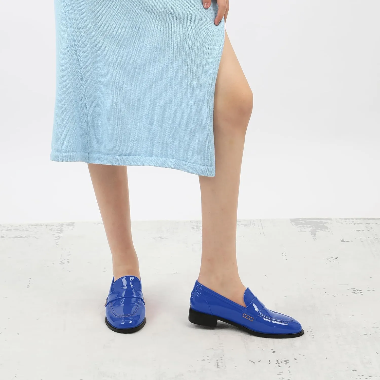 NUMALEO Women's Loafers Penny Loafers & Slip-ons Flats Closed Round Toe Low Heel Shoes 1 Inch Patent Fashion Casual Shoes Comfortable Work Office Flats Dressy Shoes