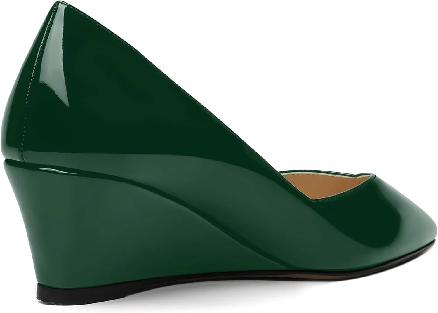 NUMALEO Womens Office Patent Pointed Toe Casual Slip On Solid Wedge Low Heel Pumps Shoes 2 Inch