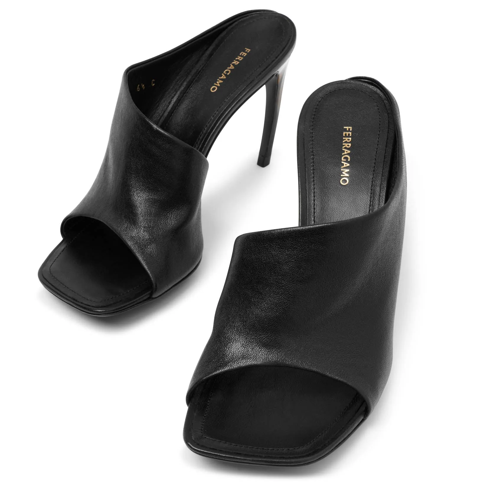 Nymphe 85 black leather sandals
