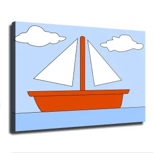 Ocean Living Room Picture Boat Clouds Boot See Simpsons Poster Art Canvas Print Wall Room Living Room Hallway Toilet Kitchen Decor Gift (24×36inch No Framed)