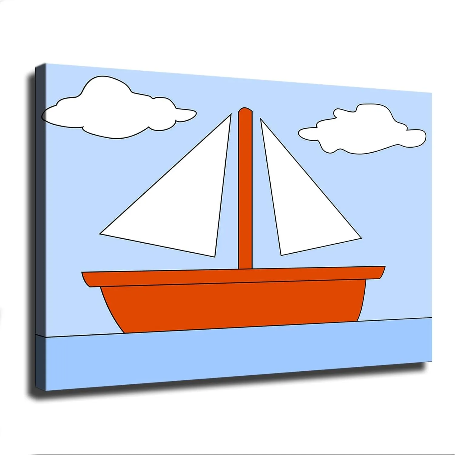 Ocean Living Room Picture Boat Clouds Boot See Simpsons Poster Art Canvas Print Wall Room Living Room Hallway Toilet Kitchen Decor Gift (24×36inch No Framed)