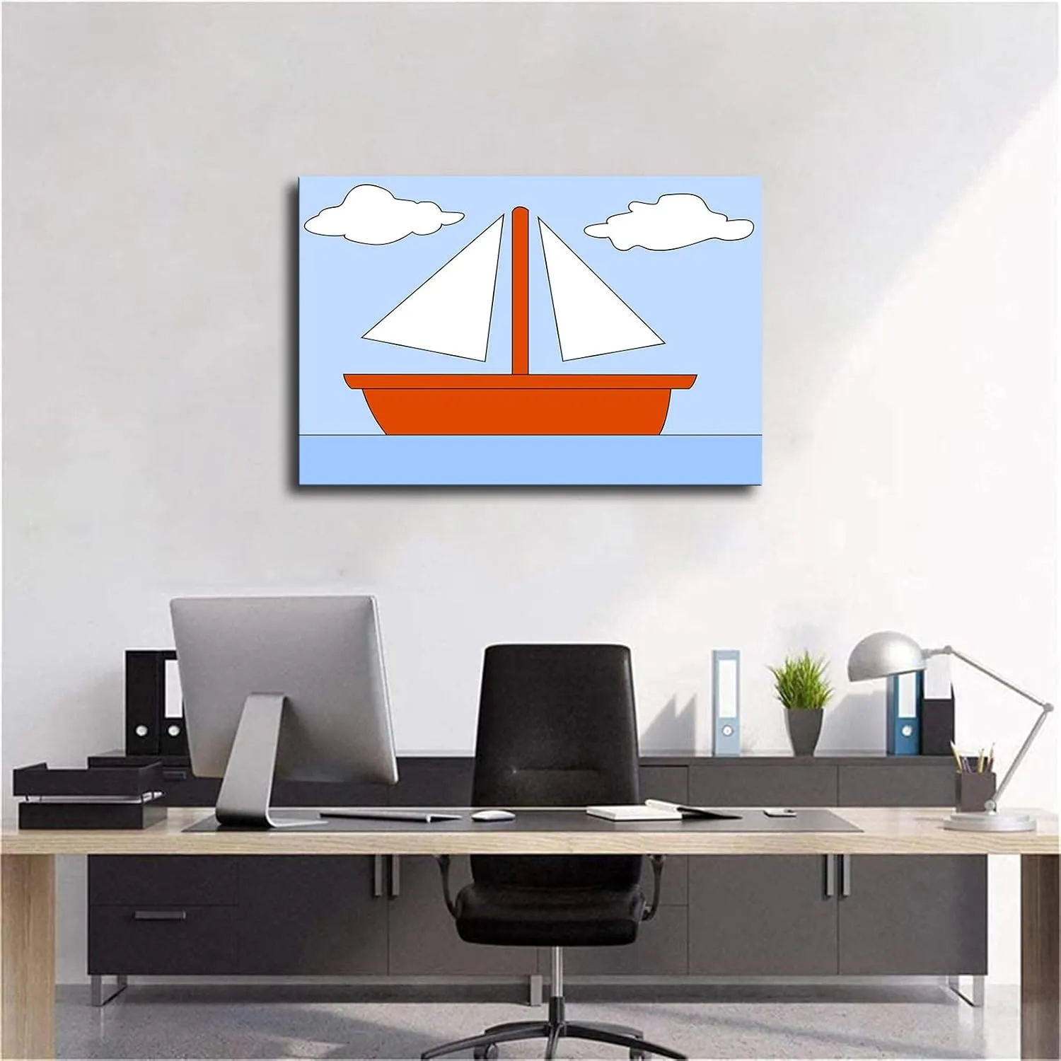 Ocean Living Room Picture Boat Clouds Boot See Simpsons Poster Art Canvas Print Wall Room Living Room Hallway Toilet Kitchen Decor Gift (24×36inch No Framed)