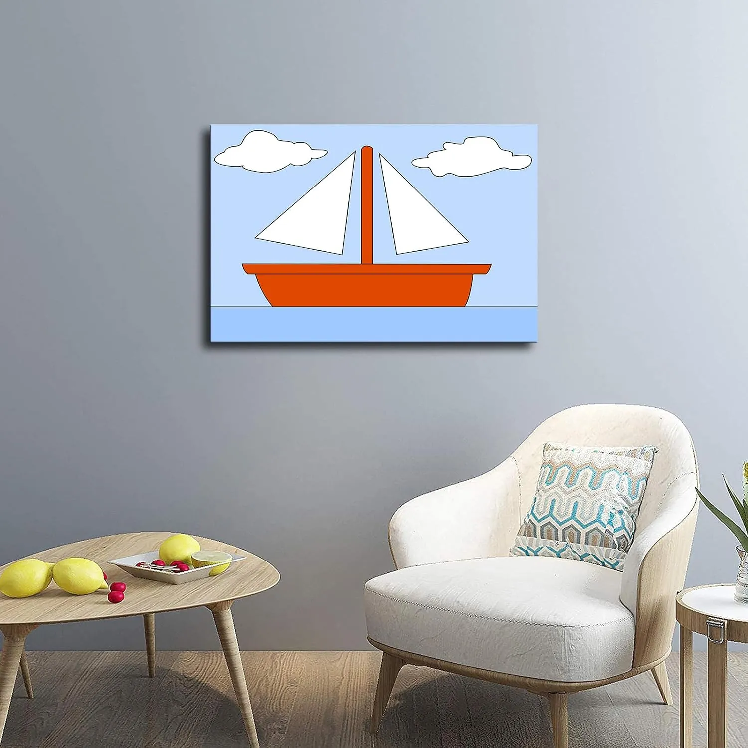 Ocean Living Room Picture Boat Clouds Boot See Simpsons Poster Art Canvas Print Wall Room Living Room Hallway Toilet Kitchen Decor Gift (24×36inch No Framed)