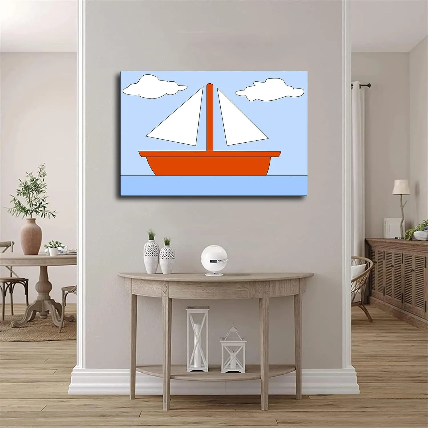 Ocean Living Room Picture Boat Clouds Boot See Simpsons Poster Art Canvas Print Wall Room Living Room Hallway Toilet Kitchen Decor Gift (24×36inch No Framed)