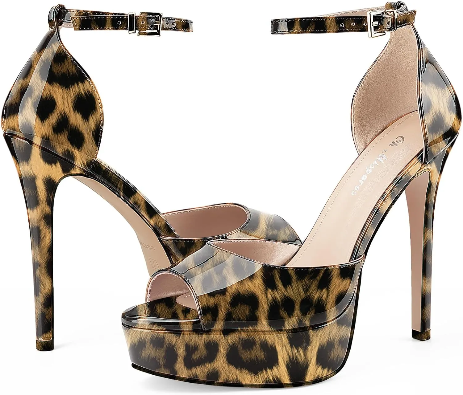 Oh Mispares Women's Stiletto High Heel Sandals Peep Toe Platform Ankle Strap Comfortable Heeled Fashion Sexy Gold Dress Heels for Wedding Evening Party Prom