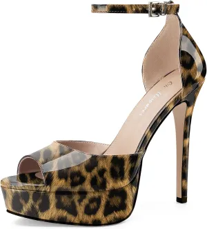 Oh Mispares Women's Stiletto High Heel Sandals Peep Toe Platform Ankle Strap Comfortable Heeled Fashion Sexy Gold Dress Heels for Wedding Evening Party Prom
