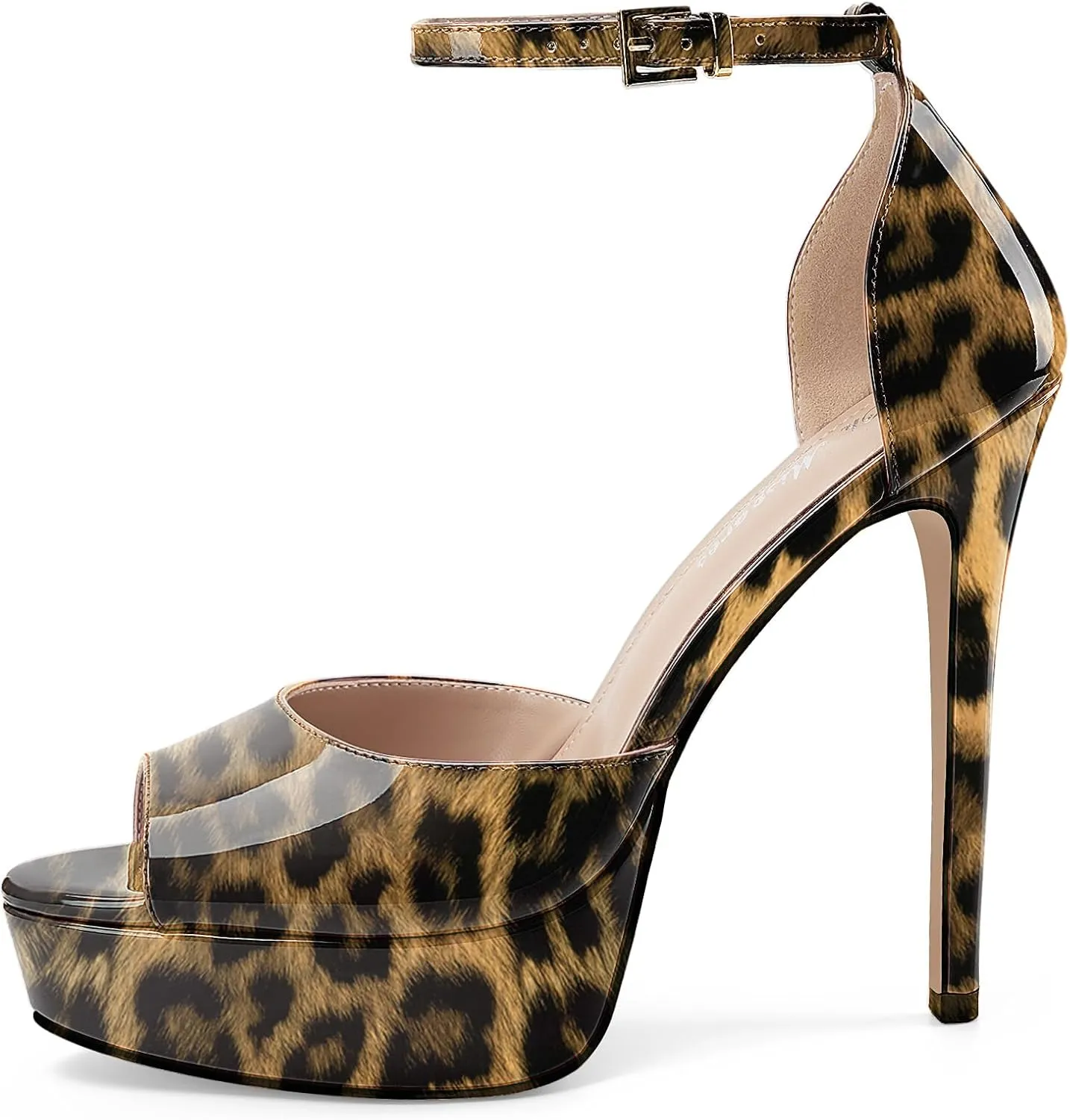Oh Mispares Women's Stiletto High Heel Sandals Peep Toe Platform Ankle Strap Comfortable Heeled Fashion Sexy Gold Dress Heels for Wedding Evening Party Prom