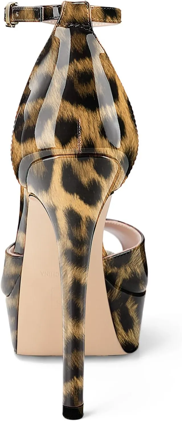 Oh Mispares Women's Stiletto High Heel Sandals Peep Toe Platform Ankle Strap Comfortable Heeled Fashion Sexy Gold Dress Heels for Wedding Evening Party Prom