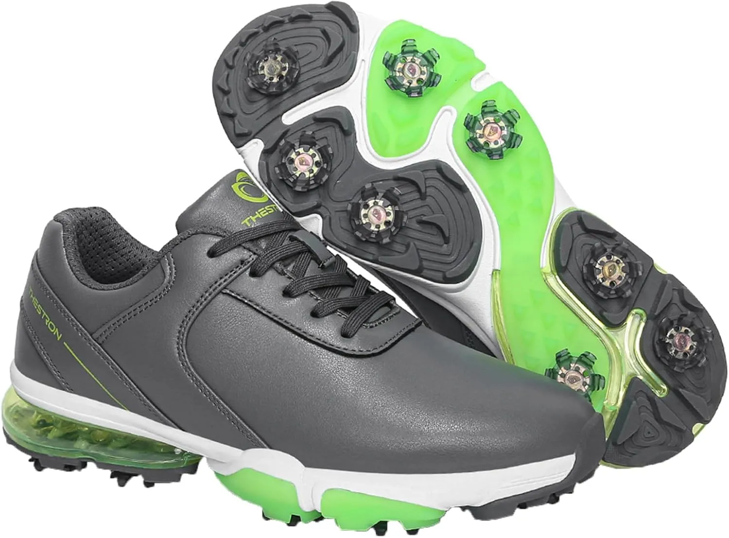ONAIC Golf Shoes Men with Spikes Leather Golf Shoes Waterproof for Outdoor Trainers Golfing