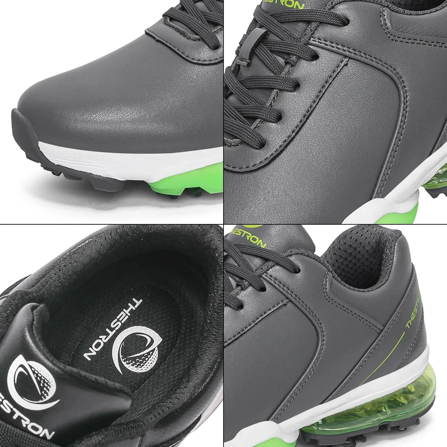 ONAIC Golf Shoes Men with Spikes Leather Golf Shoes Waterproof for Outdoor Trainers Golfing