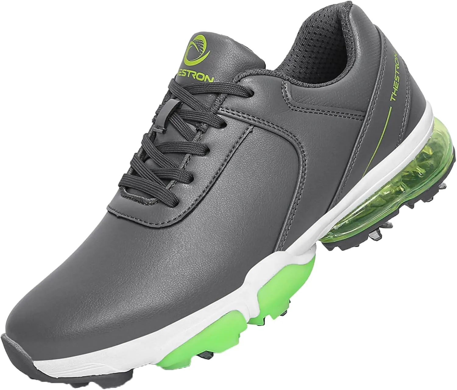 ONAIC Golf Shoes Men with Spikes Leather Golf Shoes Waterproof for Outdoor Trainers Golfing
