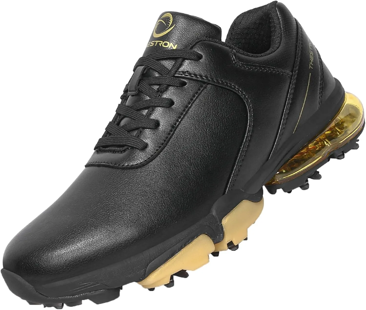 ONAIC Golf Shoes Men with Spikes Leather Golf Shoes Waterproof for Outdoor Trainers Golfing