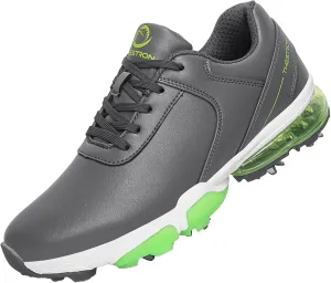 ONAIC Golf Shoes Men with Spikes Leather Golf Shoes Waterproof for Outdoor Trainers Golfing