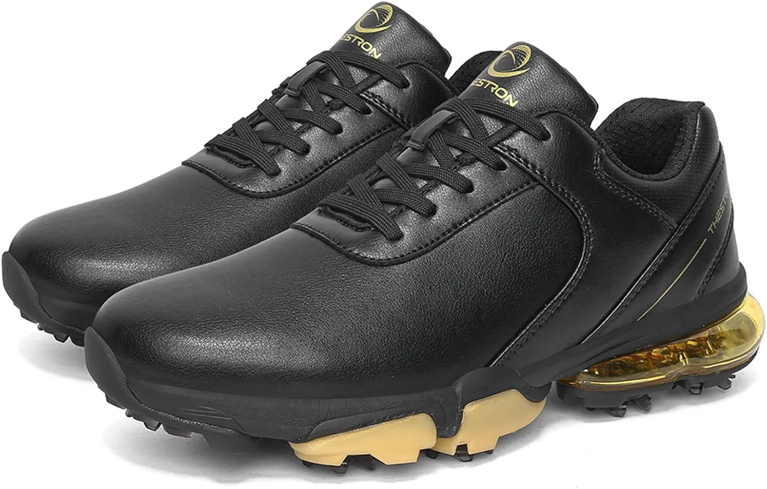 ONAIC Golf Shoes Men with Spikes Leather Golf Shoes Waterproof for Outdoor Trainers Golfing