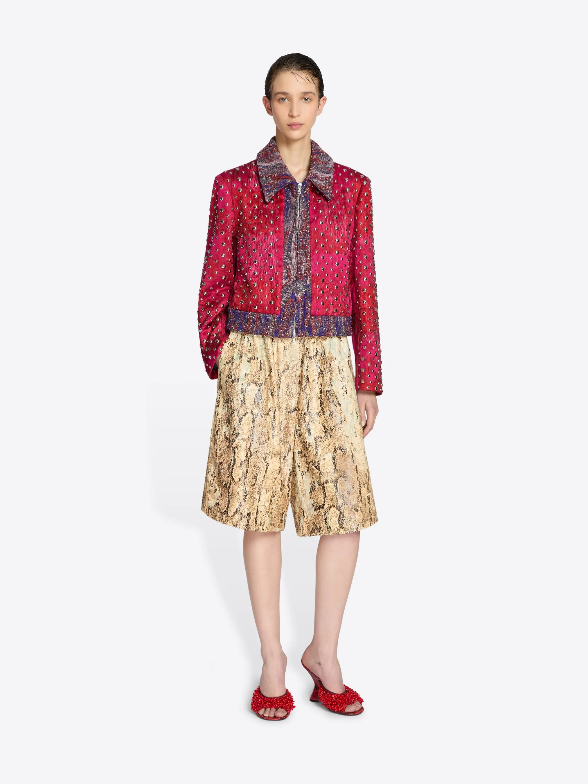Open-toe embellished mules