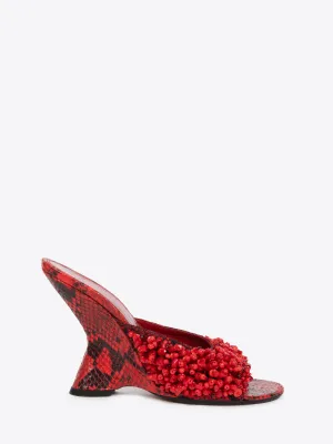 Open-toe embellished mules