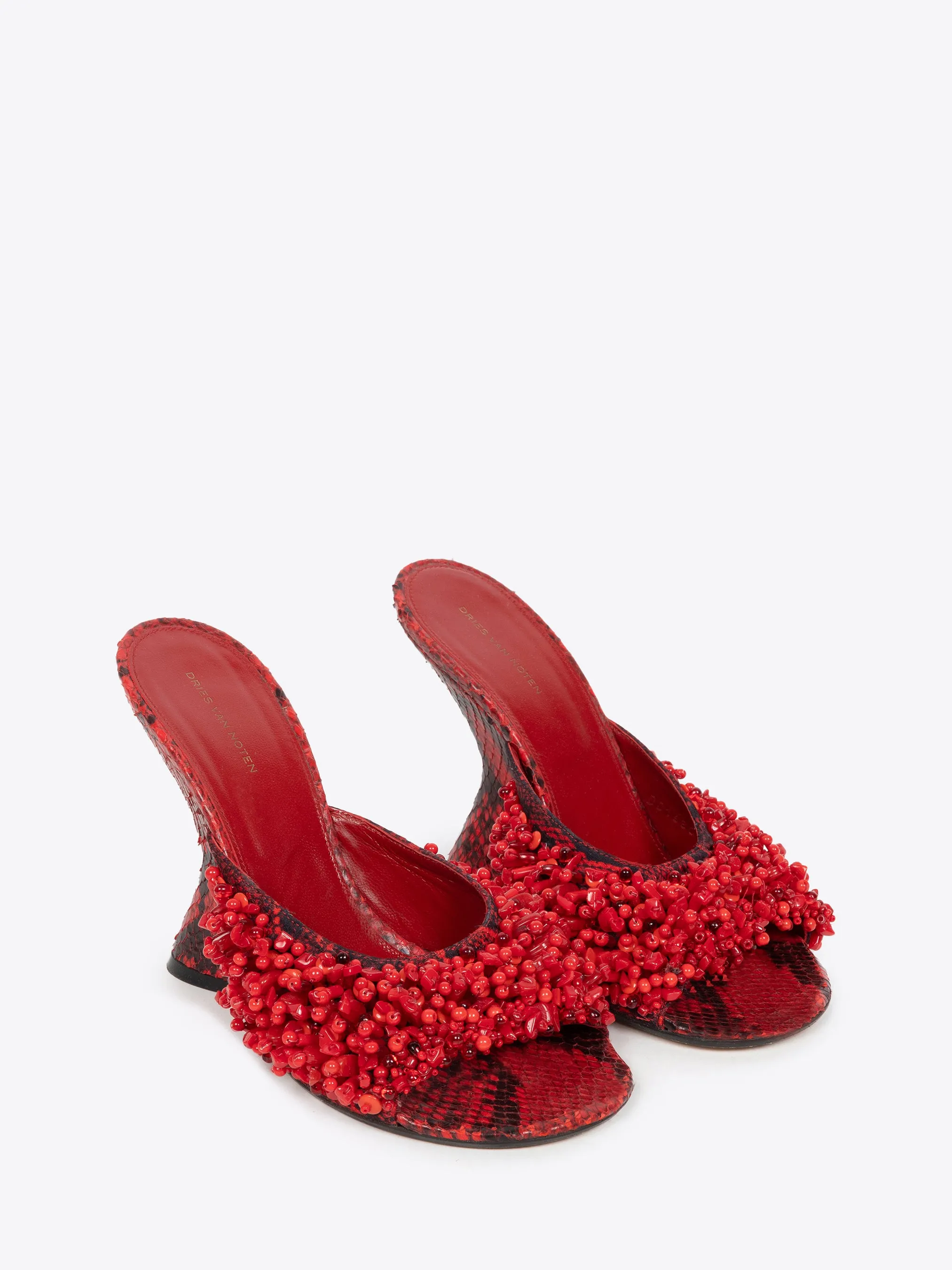 Open-toe embellished mules
