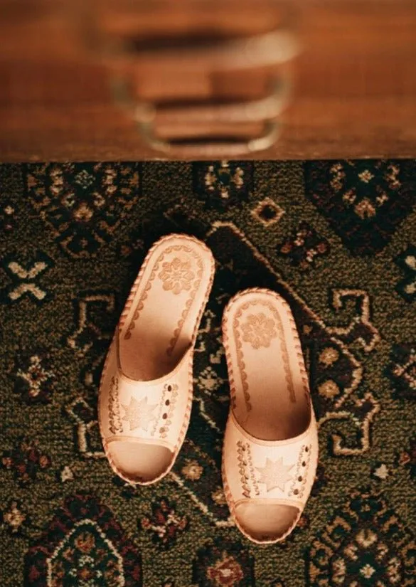 Open Toe Leather Star Mules