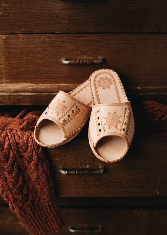 Open Toe Leather Star Mules
