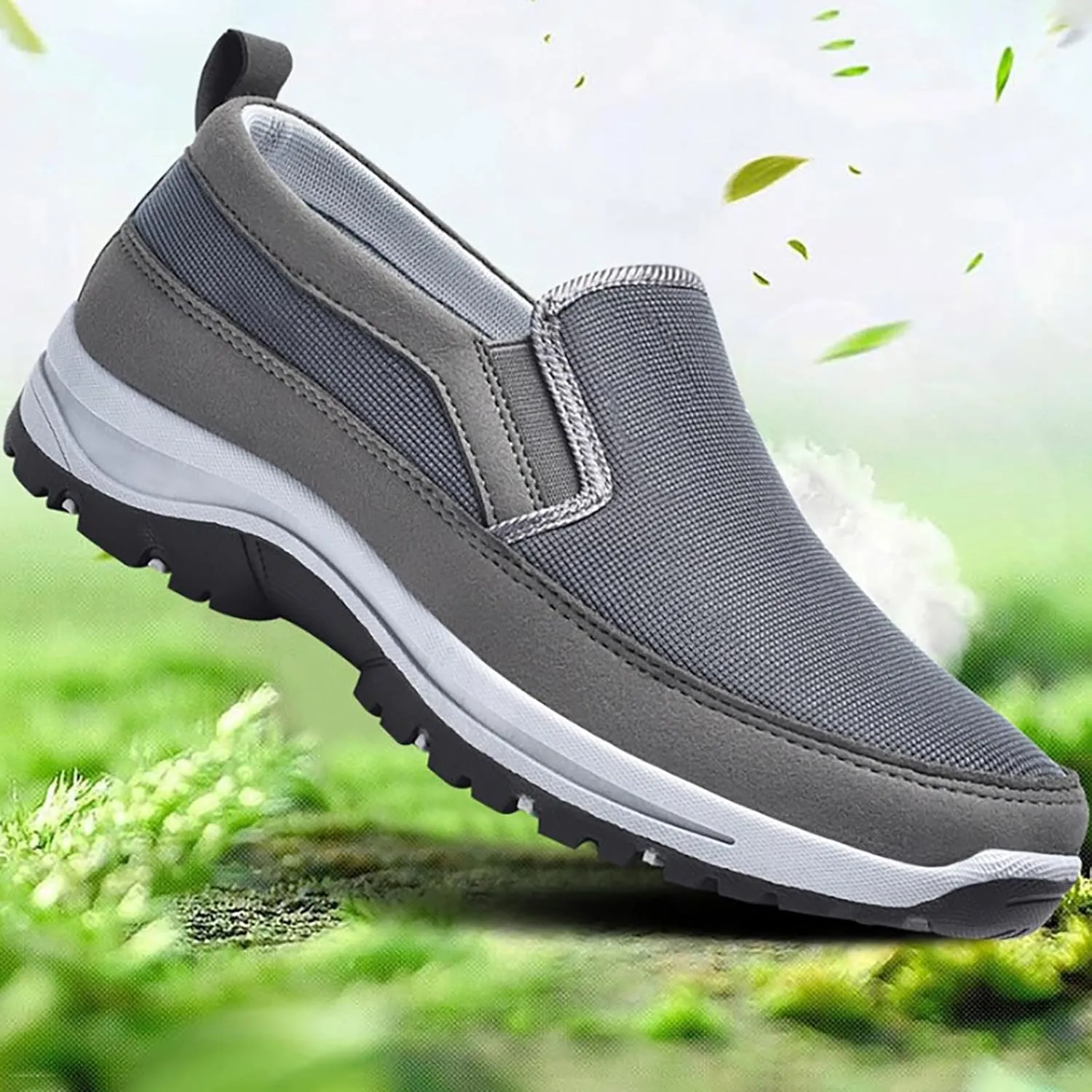 Orthoture Mens Shoes Orthowalkway Mens Shoes Walking Shoes Men Outdoor Casual Arch Support Slip-On Canvas Loafers