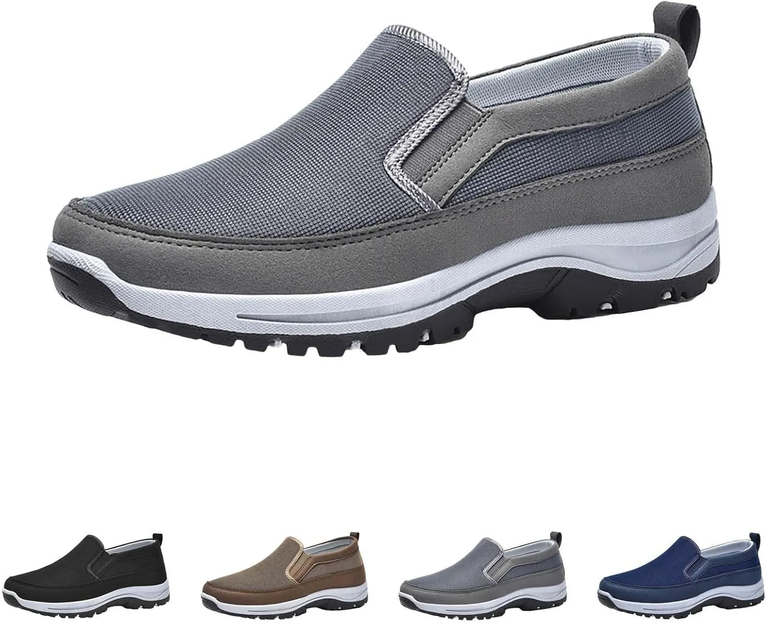 Orthoture Mens Shoes Orthowalkway Mens Shoes Walking Shoes Men Outdoor Casual Arch Support Slip-On Canvas Loafers