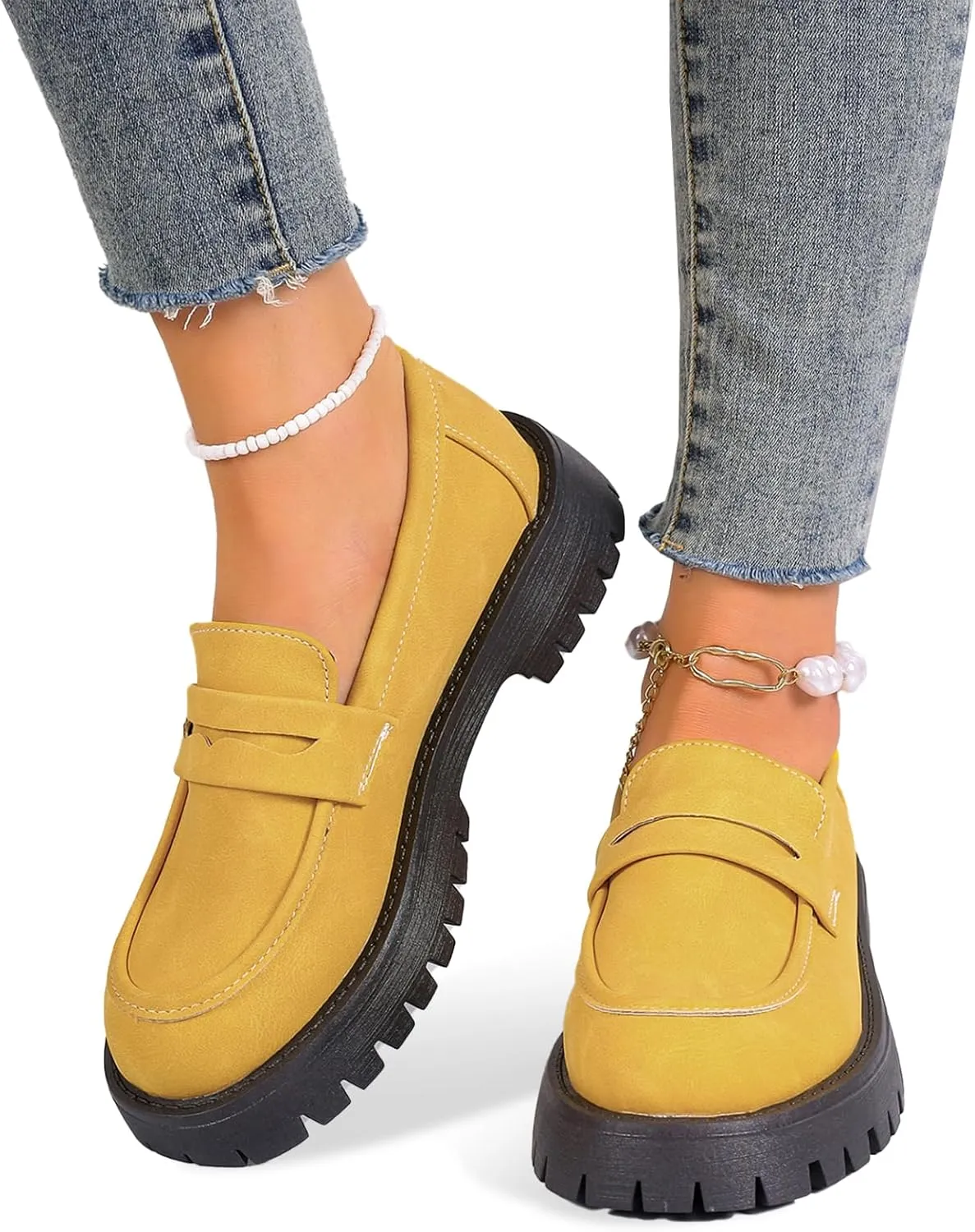 Orthoture Orthopedic Platform Loafers, Lug Sole Loafers for Women, Comfortable