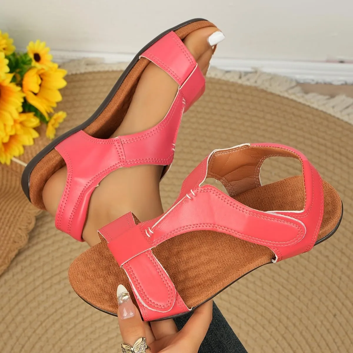 Orthowalkaway Womens Sandals, Summer Sandals Women Comfortable Dressy Arch Walking Orthopedic Sandal