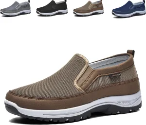 Orthowalkway Mens Shoes, Men's Arch Support Slip-on Canvas Loafers, Casual Orthopedic Sneakers Flats Walking Boat Shoes