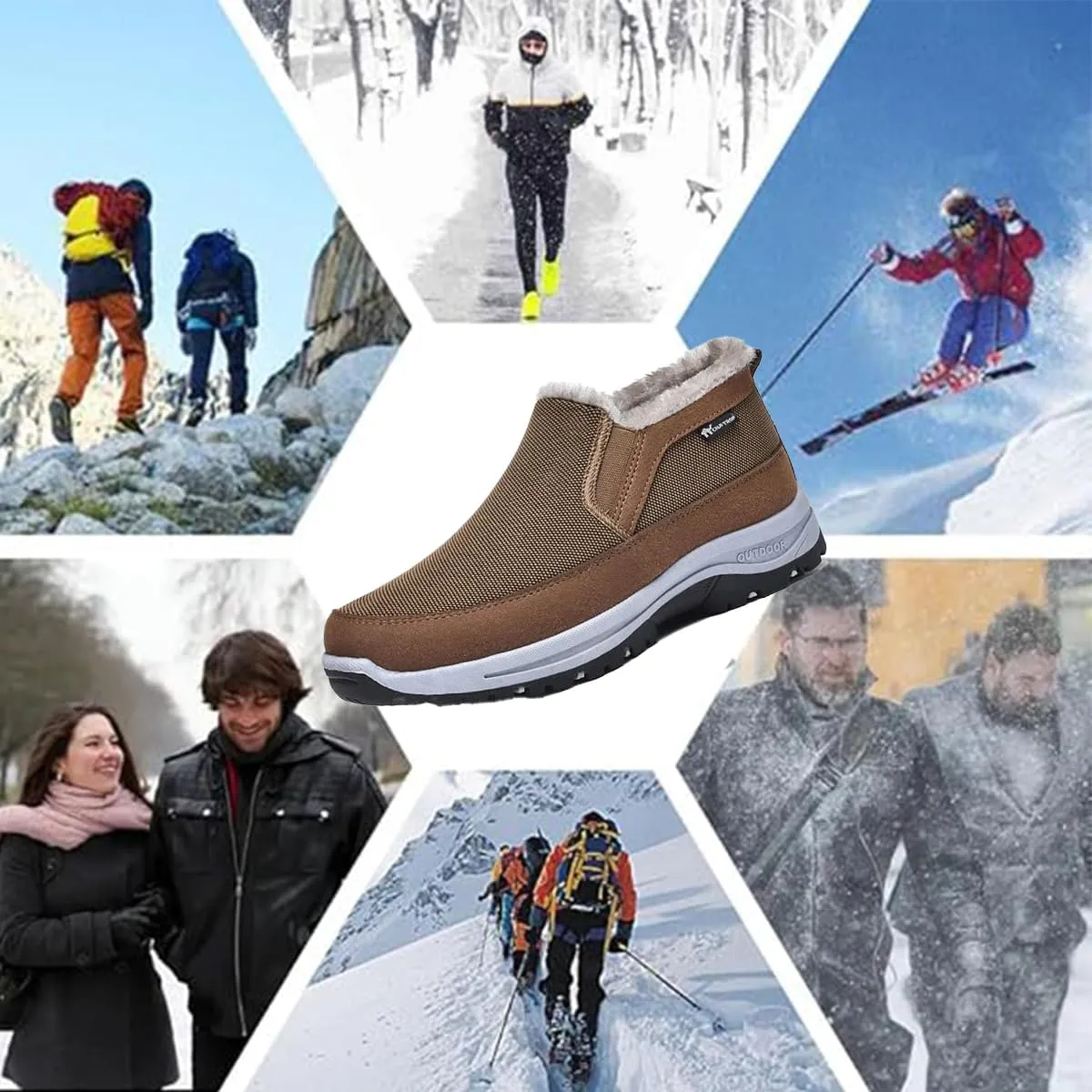 Orthowalkway Mens Shoes, Men's Arch Support Slip-on Canvas Loafers Orthopedic Sneakers Plush Walking Boat Shoes