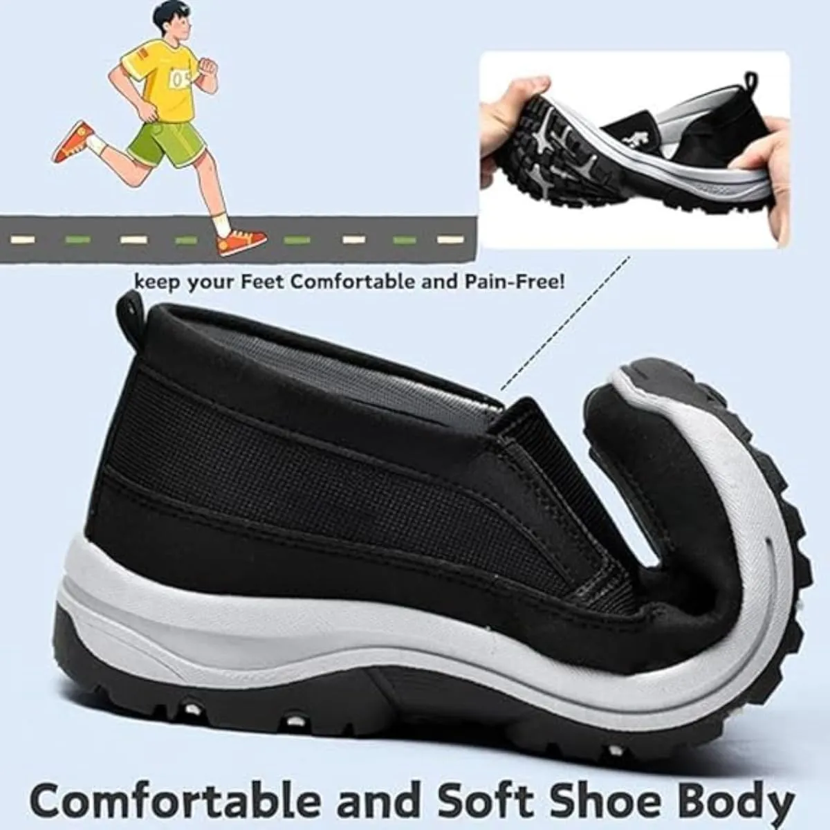 Orthowalkway Mens Shoes, Men's Arch Support Slip-on Canvas Loafers Orthopedic Sneakers Plush Walking Boat Shoes