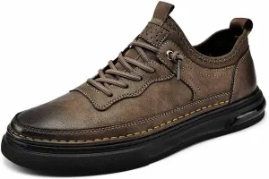 Oxford Dress Shoes for Men,Stretch Lace-up Flat Leather Shoes,Casual Formal Walking Boat Comfort Handmade Cowhide Shoes