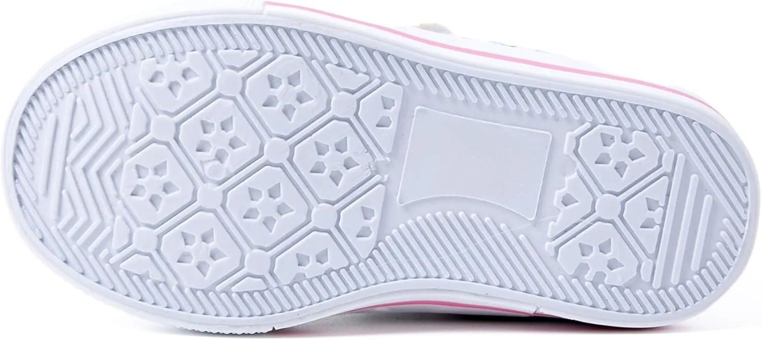PATPAT Toddler Little Girls Canvas Sneakers Hook and Loop Kids Soft Walking Shoes