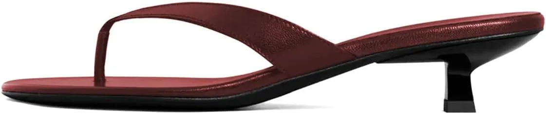 Pazzion Women Fashion Open Toe Kitten Heels Flip Flops Slip On Low Heeled Thong Sandals Comfortable Summer Party Shoes Size 4-16 US